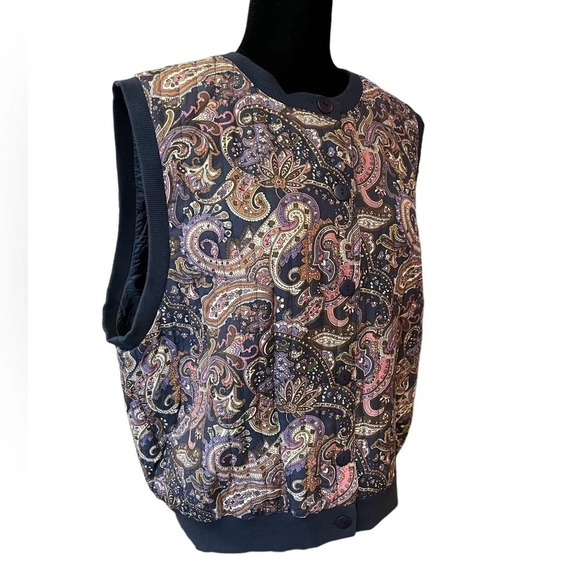 Vintage Orvis Paisley Printed Silk Vest XL - Picture 7 of 8